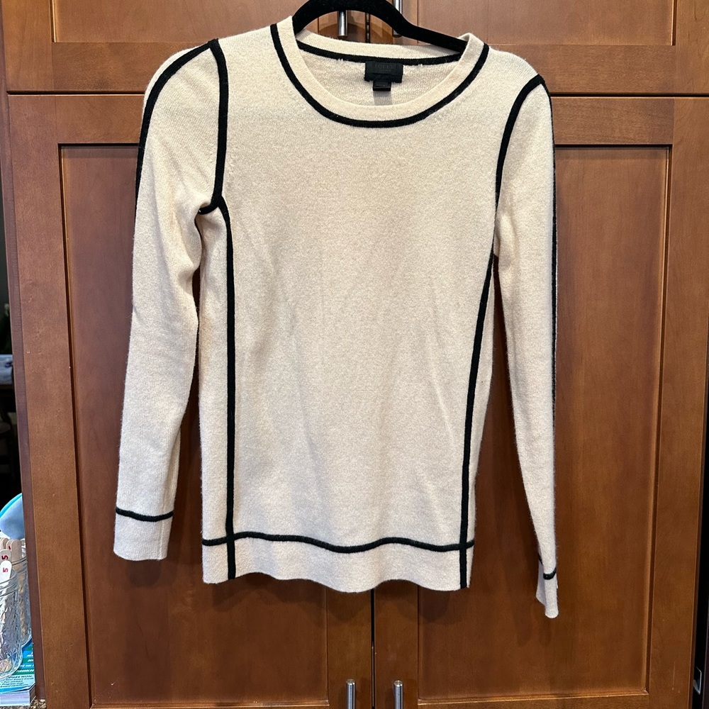J.Crew Cashmere Sweater with Black Trim